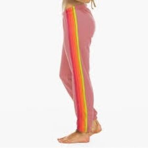 Aviator nation neon pink 5 stripe sweatpants size small